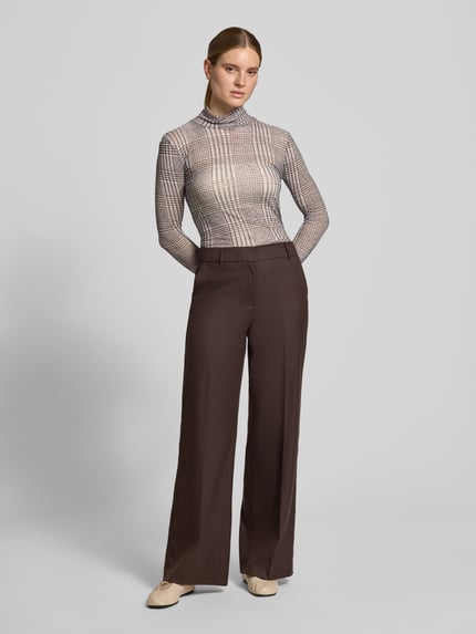 Rich & Royal Slim Fit Longsleeve mit Stehkragen Schoko 1
