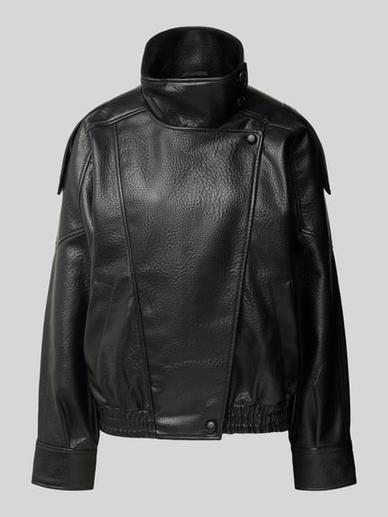 ONLY Lederjacke mit hohem Stehkragen Modell 'ONLVANI' Black 2