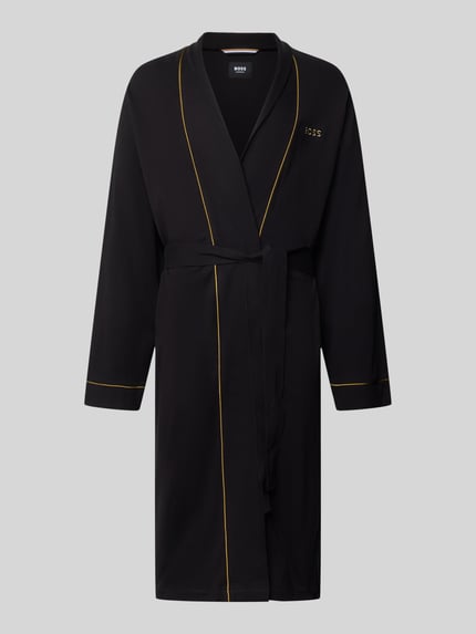 BOSS Bademantel mit Kontrastpaspeln Modell 'Xmas Kimono' Black 1