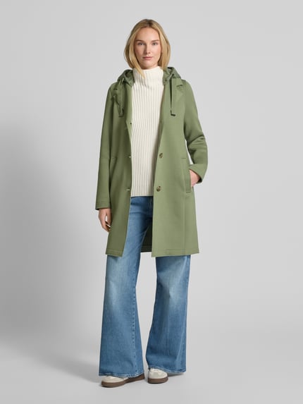 s.Oliver RED LABEL Płaszcz ze scuby o kroju regular fit z odpinanym kapturem z pikowaniem Khaki 1
