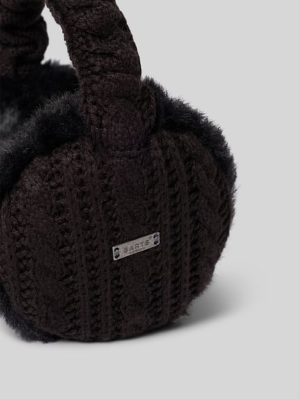 Produktfoto, Ohrenwärmer mit Kunstfellbesatz Modell 'Monique' von Barts, gestrickte Struktur in Dunkelbraun, weiche Felloptik, Damen Mütze von Barts