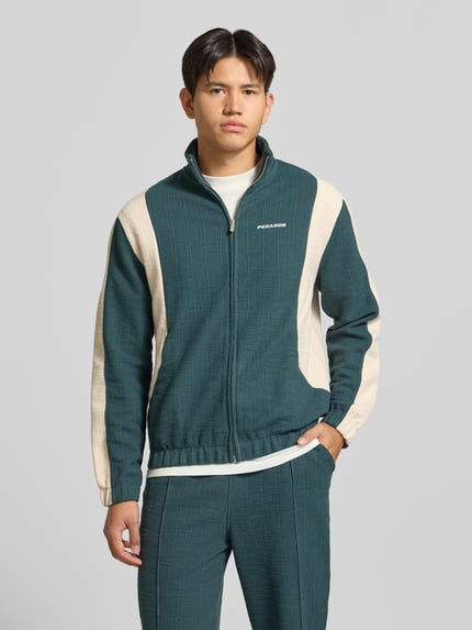 PEGADOR Regular Fit Sweatjacke aus Baumwoll-Mix Modell 'Martim' Dunkelgruen 4