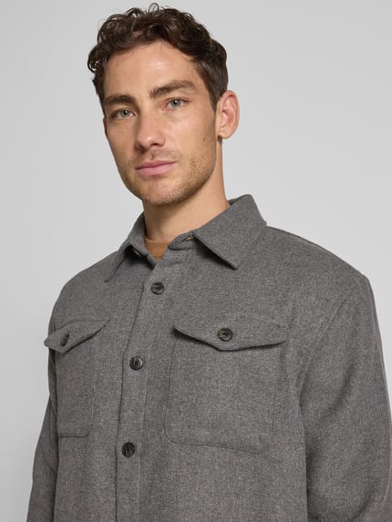 Selected Kurtka koszulowa o kroju regular fit z dodatkiem wełny model ‘LOSEPABLO’ Ciemnoszary 3