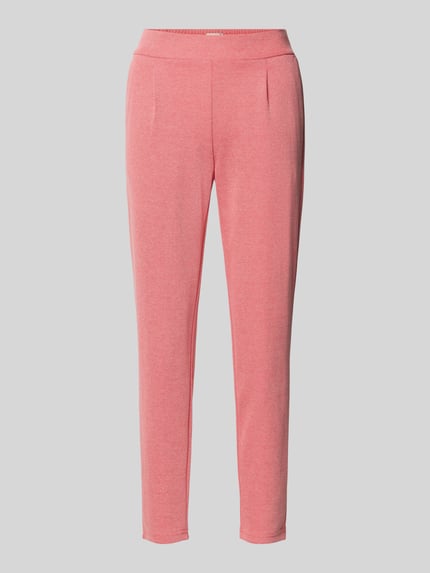 Produktfoto, schmale Slim Fit Stoffhose mit elastischem Bund Modell 'Kate' von ICHI, rosa, Baumwoll-Mix, glatte Oberfläche, Paspeltaschen