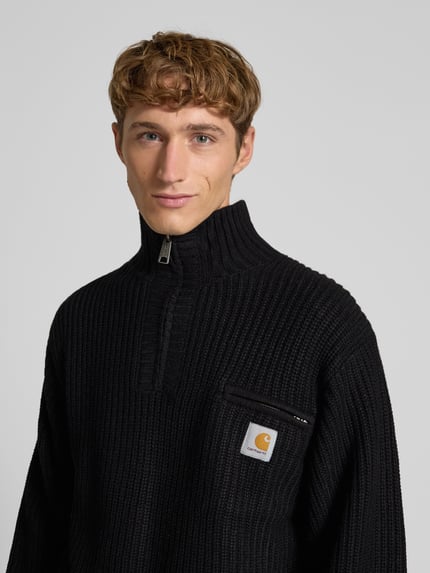 Carhartt Work In Progress Sweter z dzianiny ze stójką i zamkiem błyskawicznym Czarny 3