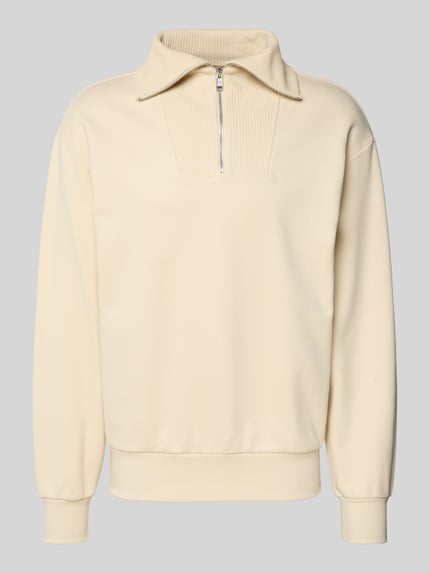 BOSS Regular Fit Troyer aus reiner Baumwolle Modell 'SIDNEY' Offwhite 2