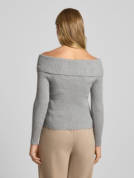 ONLY Slim fit gebreide pullover van viscosemix, model 'KATIA' Middengrijs gemêleerd - 5