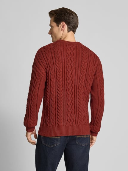 Jake*s Studio Men Strickpullover mit Zopfmuster Rot 5