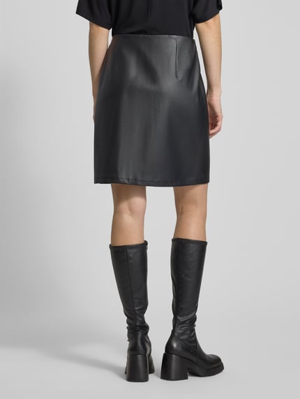 s.Oliver RED LABEL Uitlopende minirok in gladleerlook BLACK - 5