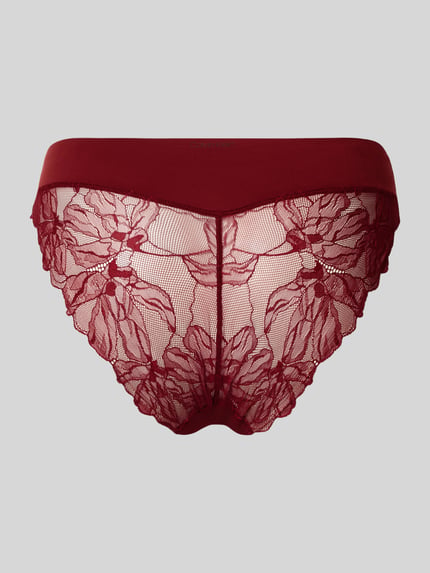 Calvin Klein Underwear Slim fit bikinibroekje met gebloemd kant Aubergine - 3