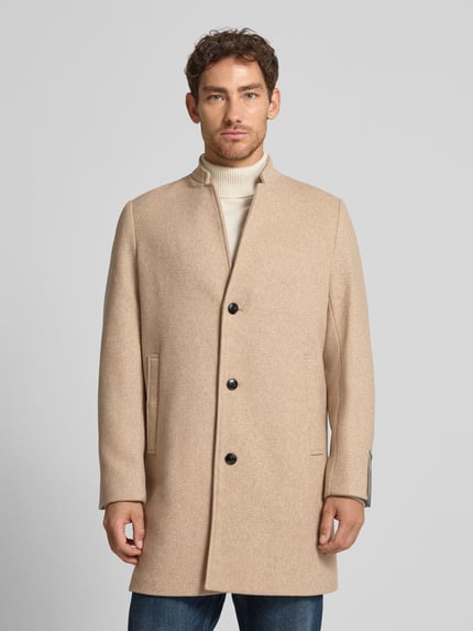 Tom Tailor Denim Regular Fit Wollmantel mit Allover-Muster Beige 4