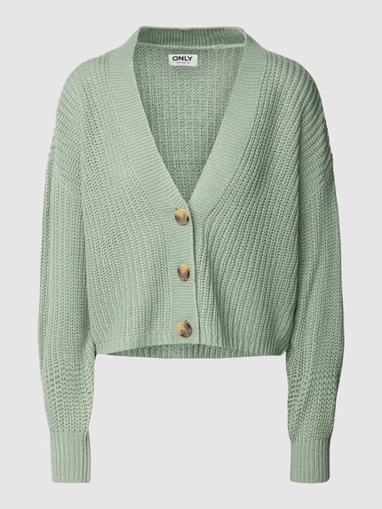 ONLY Cropped Cardigan mit Knopfleiste Modell 'CAROL' Mint 2