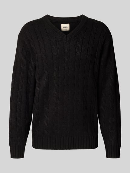 Redefined Rebel Sweter z dzianiny z prążkowanymi wykończeniami model ‘PELLE’ Czarny 2
