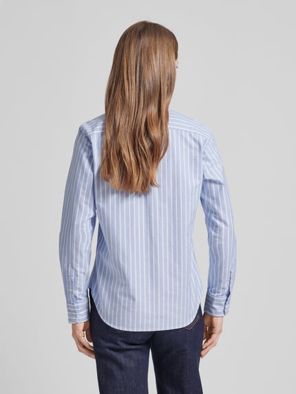 Polo Ralph Lauren Bluzka koszulowa z wyhaftowanym logo model ‘Kendal’ Jasnoniebieski melanż 5