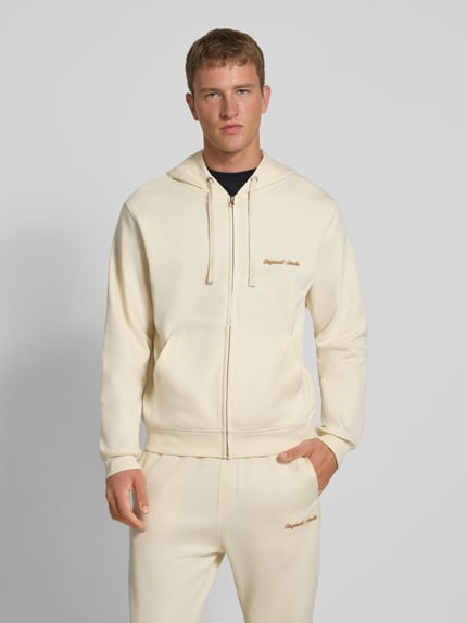 JACK & JONES Sweatjack met kangoeroezak en ritssluiting Offwhite - 4
