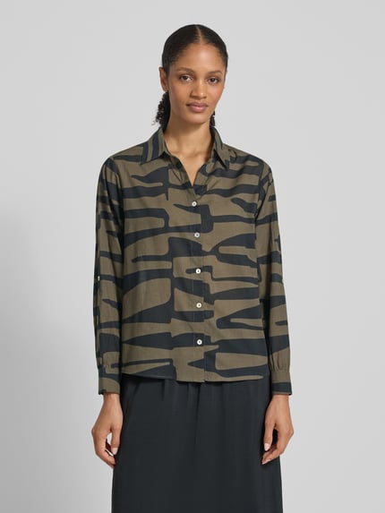 OPUS Regular fit blouse met knoopsluiting, model 'Fumani' Kaki - 4