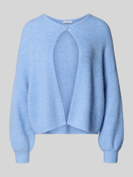 Produktfoto, Cardigan mit Knopfverschluss Modell 'Deriana' von OPUS aus Material-Mix mit Woll-Anteil in Hellblau, weiche Textur, lockerer Schnitt