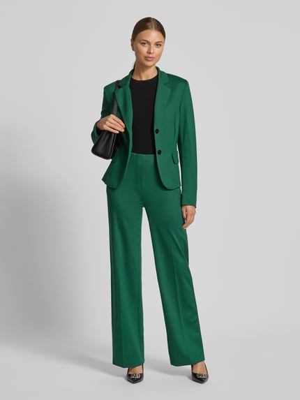 Marc Cain Straight leg pantalon met persplooien Donkergroen - 1