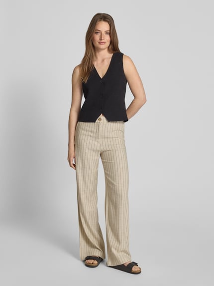 Christian Berg Woman Regular Fit Stoffhose mit aus Viskose-Leinen-Mix mit Baumwoll-Anteil Sand 1