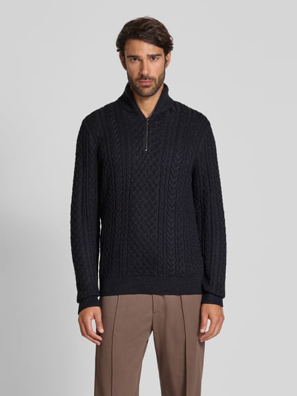 JACK & JONES Premium Gebreide pullover met ribboorden, model 'BLUSEAN' Marineblauw - 4