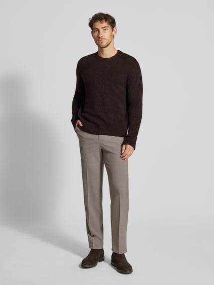 Selected Relaxed fit gebreide pullover met wol, model 'RAI BRUSHED' Middenbruin - 1