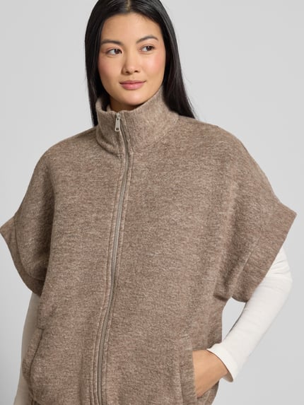 Emily Van den Bergh Relaxed Fit Strickjacke mit Stehkragen und 1/2-Arm Taupe 3