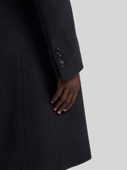 BOSS Slim Fit lange jas van alpacamix model 'Hyde-DB-Peak' Marineblauw - 6
