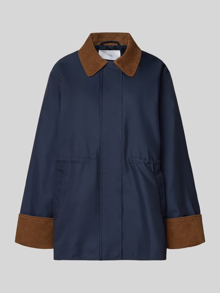 Produktfoto, Parka mit Umlegekragen und Eingrifftaschen Modell 'ANCA' von YAS, granatowy kolor, krój regular fit, bawełniany mix, damski
