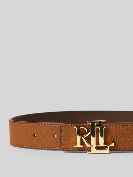 Produktfoto, Gürtel aus Rindsleder mit Wendefunktion von Lauren Ralph Lauren, klassische Form, Label-Detail, Breite 3 cm, Struktur-Lederoptik