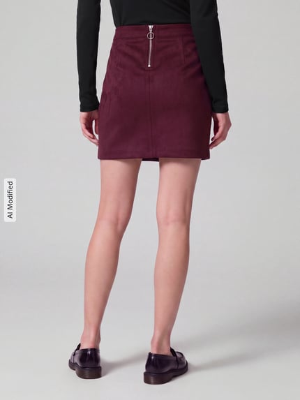 VERO MODA Ausgestellter Mini-Rock aus reiner Baumwolle Modell 'DONNADINA' Dunkelrot 5