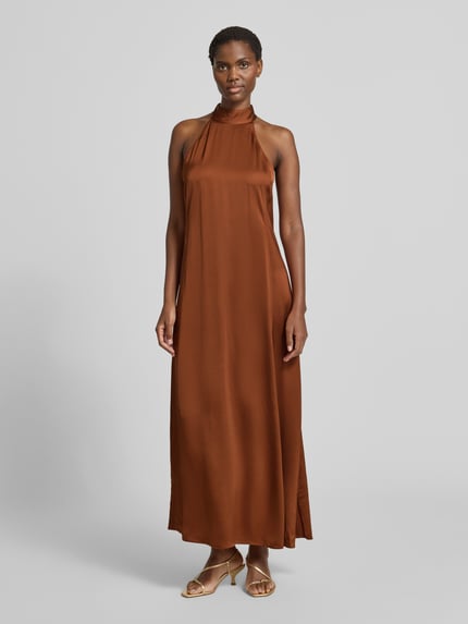 Samsøe Samsøe Maxikleid mit Neckholder Modell 'SANETTLE' Cognac 4