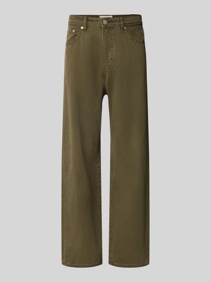 Productfoto, Straight Fit Jeans uit puur katoen Model 'ALEX ORIGINAL' van JACK & JONES in olijfgroen, 5-pocketmodel, knoop- en ritssluiting, heren