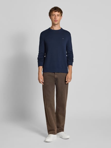 Tommy Jeans Regular Fit Strickpullover aus reiner Baumwolle Marine 1