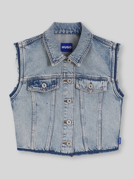 HUGO Blue Regular Fit Cropped Jeansweste Jeansblau 2