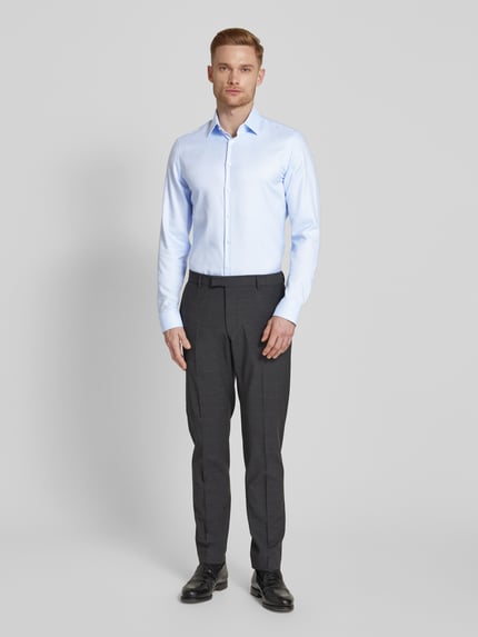 Jake*s Slim Fit Businesshemd mit extra langem Arm Bleu 1