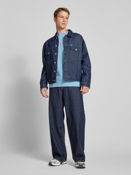 HUGO Blue Oversized T-Shirt aus Viskose mit Label-Print Modell 'Nalono' Hellblau 1