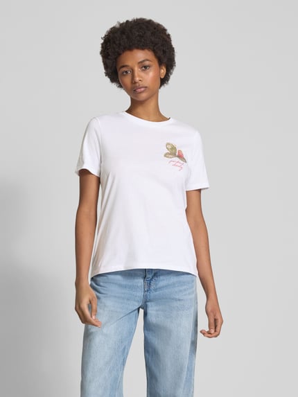 PIECES T-shirt o kroju regular fit z czystej bawełny model ‘SUMMER’ Biały 4