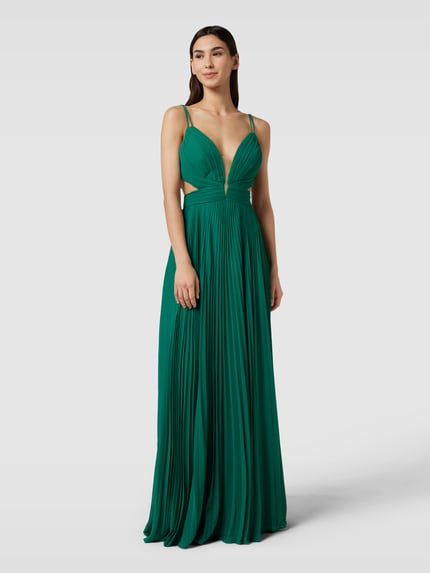 LUXUAR FASHION Abendkleid mit Plisseefalten Gruen 4