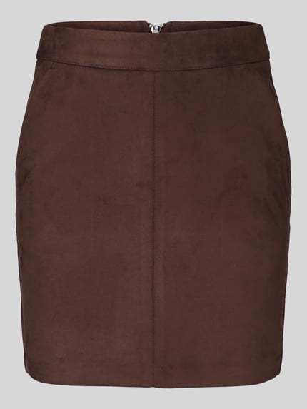 Produktfoto, ausgestellter Mini-Rock aus reiner Baumwolle Modell 'DONNADINA' von VERO MODA, braun, glatte Textur, Damen Mini-Rock