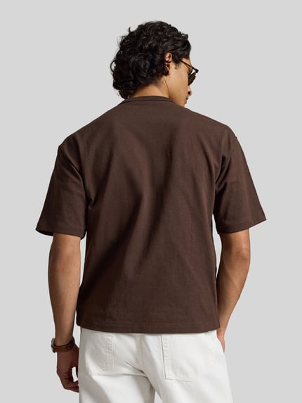 Polo Ralph Lauren T-shirt o kroju regular fit z czystej bawełny z wyhaftowanym logo Średniobrązowy 4