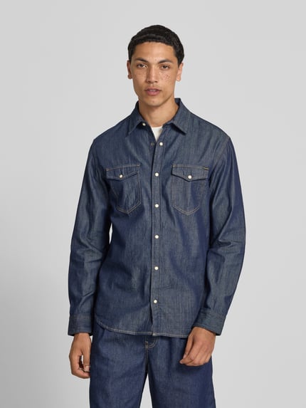 JACK & JONES Slim Fit Freizeithemd mit Kentkragen Modell 'ESHERIDAN' Dunkelblau 4