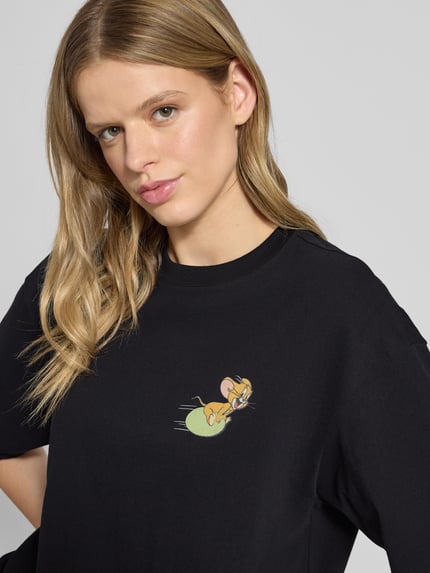REVIEW Oversized T-Shirt mit Motiv-Print Black 3