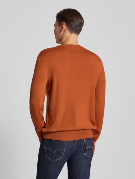 BOSS Sweter o kroju regular fit z dzianiny z czystej, żywej wełny model ‘BOTTO’ Pomarańczowy 5