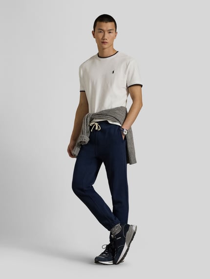 Polo Ralph Lauren Regular Fit T-Shirt aus Baumwoll-Mix mit Kontraststreifen Weiss 1