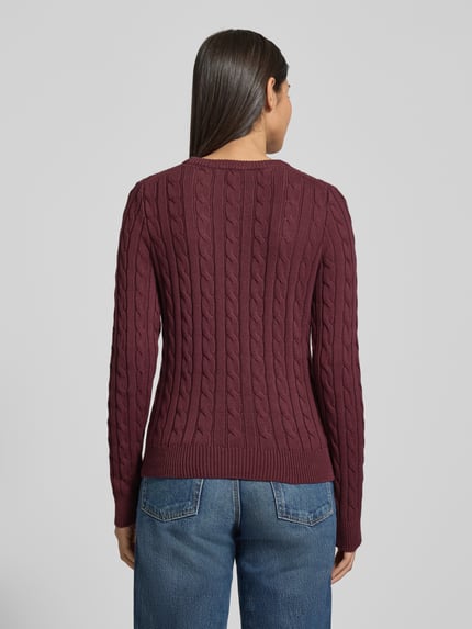 Jake*s Casual Slim fit shirt met lange mouwen in gebreide look Aubergine - 5