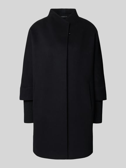 ICONS Cinzia Rocca Mantel aus Schurwolle mit Stehkragen Black 2