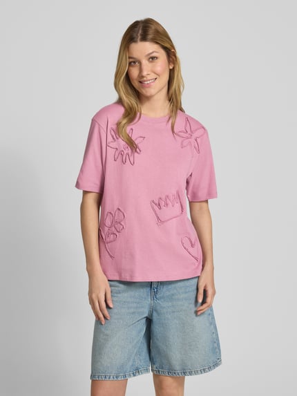 Jake*s Casual T-Shirt mit Applikationen Mauve 4