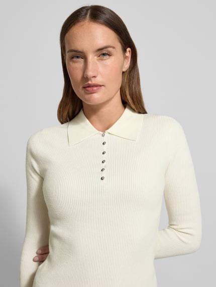 MANGO Slim Fit Strickshirt mit Woll-Anteil Modell 'TWENTIES' Offwhite 3