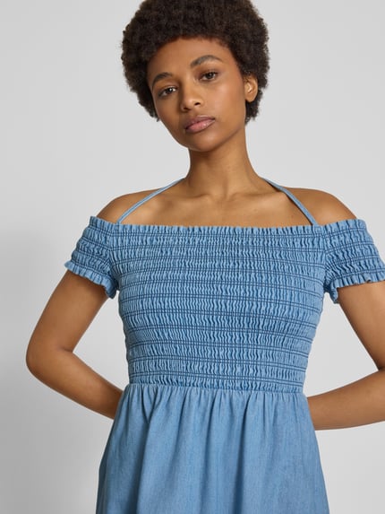 Tommy Jeans Sukienka mini taliowana z czystej bawełny Jeansowy niebieski 3