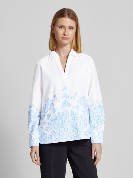 COMMA Relaxed Fit Bluse mit V-Ausschnitt Bleu 4
